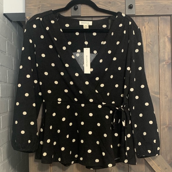 Monteau Tops - NWT Monteau polka dot blouse XL